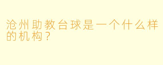 沧州助教台球是一个什么样的机构？
