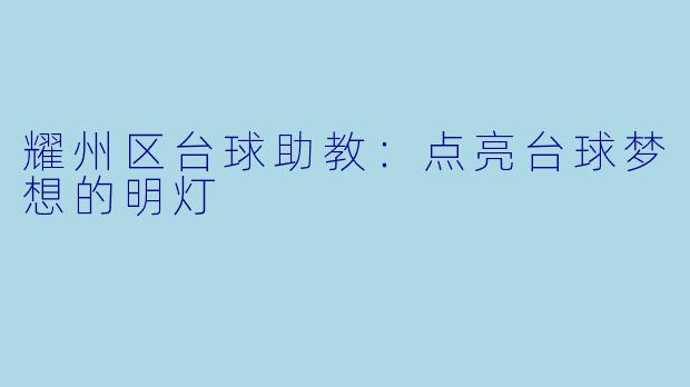 耀州区台球助教：点亮台球梦想的明灯