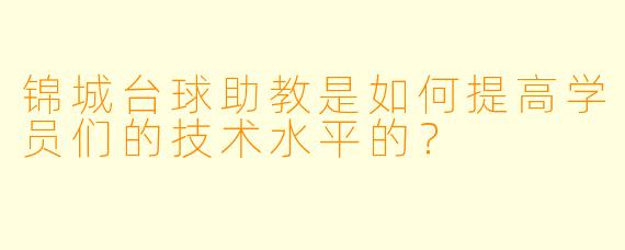 锦城台球助教是如何提高学员们的技术水平的？
