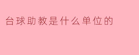 台球助教是什么单位的？