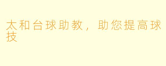 太和台球助教,助您提高球技
