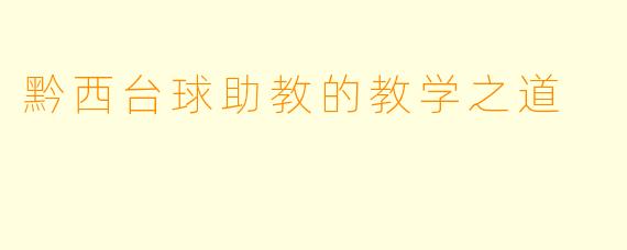 黔西台球助教的教学之道