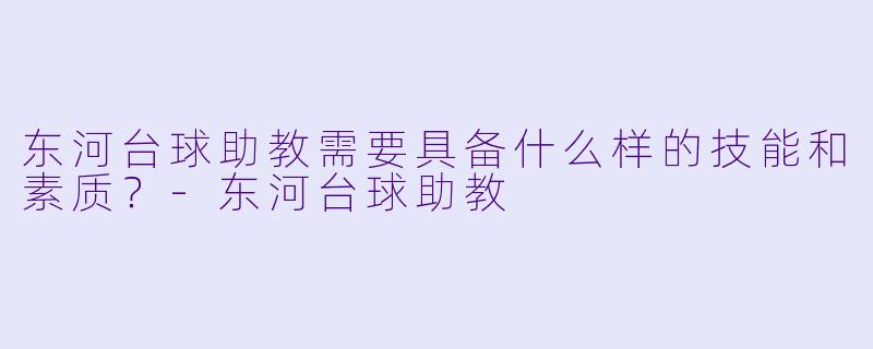 东河台球助教需要具备什么样的技能和素质？