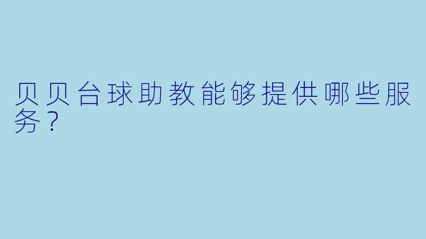 贝贝台球助教能够提供哪些服务？