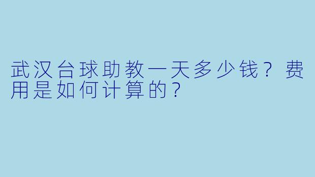 武汉台球助教一天多少钱？费用是如何计算的？
