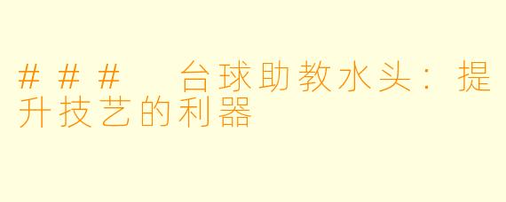 ### 台球助教水头:提升技艺的利器