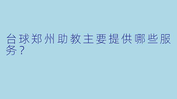 台球郑州助教主要提供哪些服务？