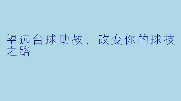 望远台球助教，改变你的球技之路