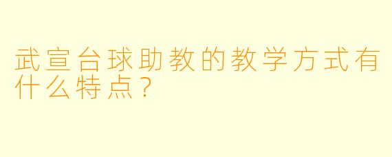 武宣台球助教的教学方式有什么特点？