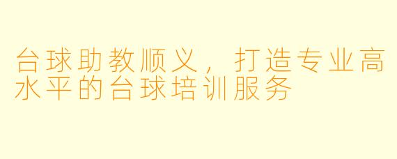 台球助教顺义，打造专业高水平的台球培训服务