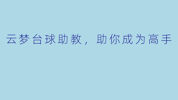 云梦台球助教，助你成为高手