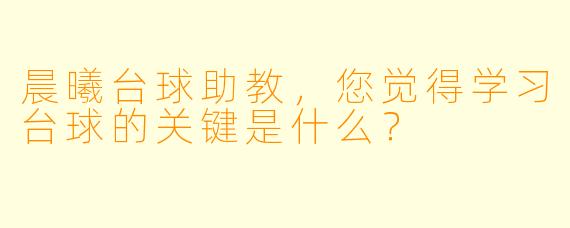 晨曦台球助教，您觉得学习台球的关键是什么？
