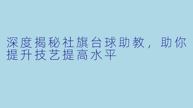 深度揭秘社旗台球助教，助你提升技艺提高水平