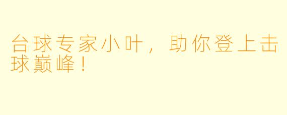台球专家小叶，助你登上击球巅峰！