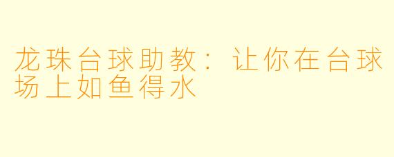 龙珠台球助教：让你在台球场上如鱼得水