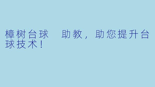樟树台球 助教，助您提升台球技术！