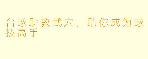 台球助教武穴，助你成为球技高手