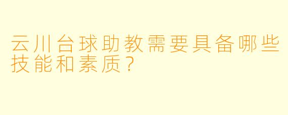 云川台球助教需要具备哪些技能和素质？