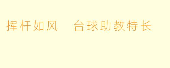 挥杆如风 台球助教特长
