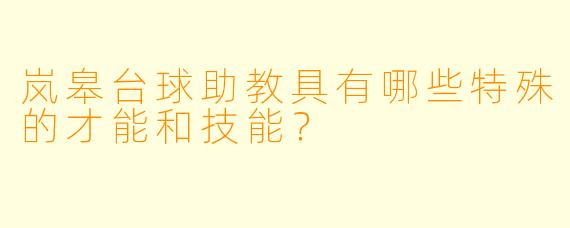 岚皋台球助教具有哪些特殊的才能和技能？