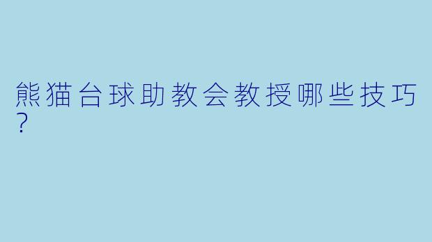 熊猫台球助教会教授哪些技巧？
