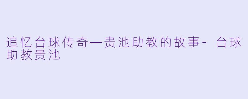 追忆台球传奇—贵池助教的故事-台球助教贵池
