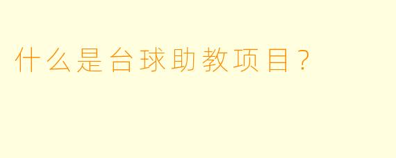 什么是台球助教项目？
