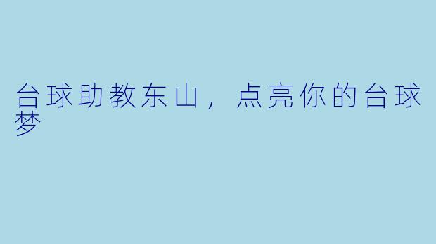 台球助教东山，点亮你的台球梦