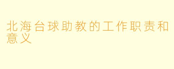 北海台球助教的工作职责和意义