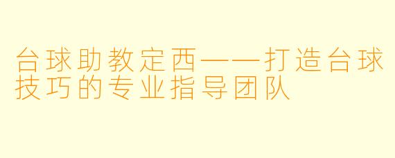 台球助教定西——打造台球技巧的专业指导团队
