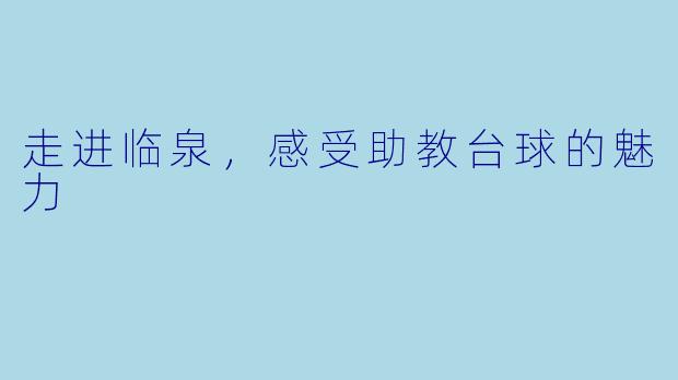 走进临泉，感受助教台球的魅力