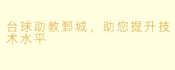 台球助教鄄城，助您提升技术水平
