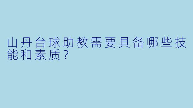 山丹台球助教需要具备哪些技能和素质？