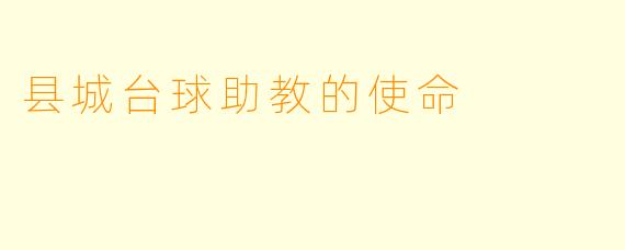 县城台球助教的使命