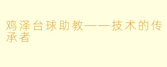 鸡泽台球助教——技术的传承者