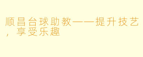 顺昌台球助教——提升技艺，享受乐趣