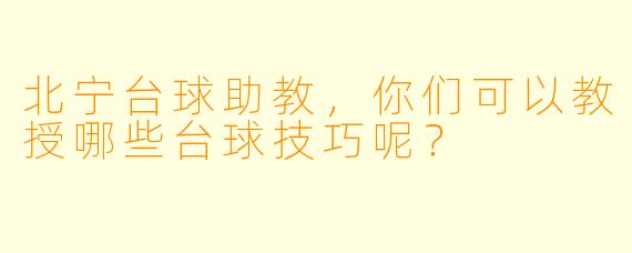北宁台球助教，你们可以教授哪些台球技巧呢？