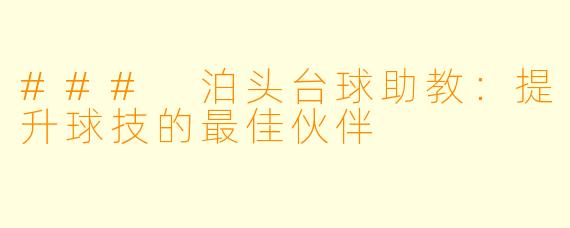 ### 泊头台球助教：提升球技的最佳伙伴