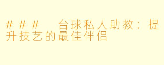 ### 台球私人助教：提升技艺的最佳伴侣