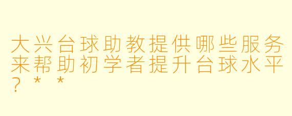 大兴台球助教提供哪些服务来帮助初学者提升台球水平？**