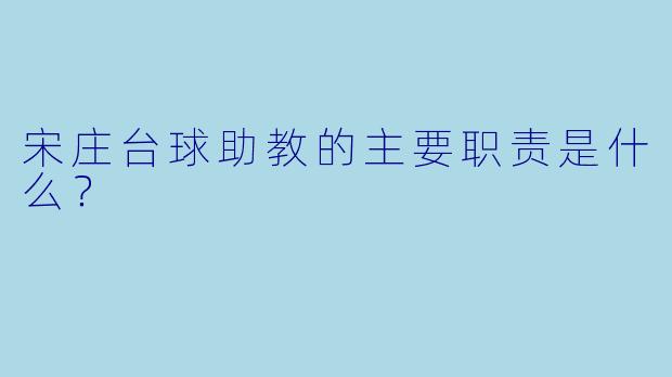 宋庄台球助教的主要职责是什么？