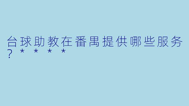 台球助教在番禺提供哪些服务？****