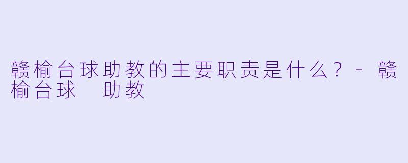 赣榆台球助教的主要职责是什么？