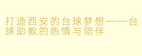 打造西安的台球梦想——台球助教的热情与陪伴