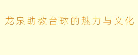 龙泉助教台球的魅力与文化