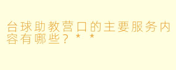 台球助教营口的主要服务内容有哪些？**