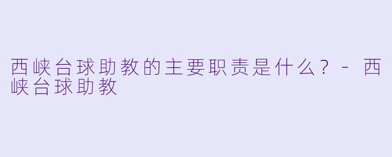 西峡台球助教的主要职责是什么？