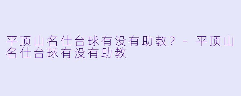 平顶山名仕台球有没有助教？