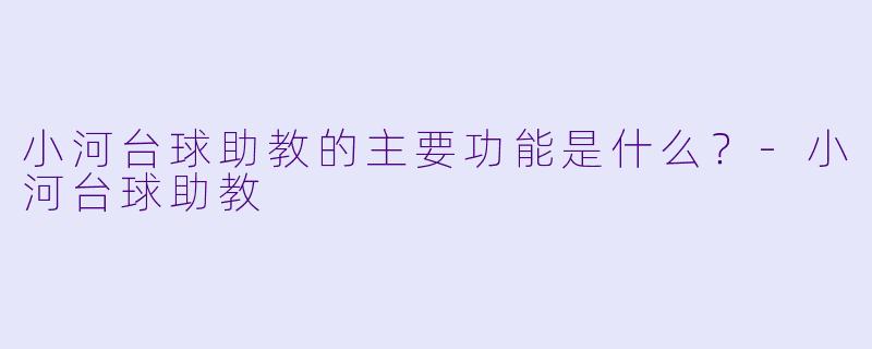 小河台球助教的主要功能是什么？