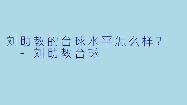 刘助教的台球水平怎么样？  